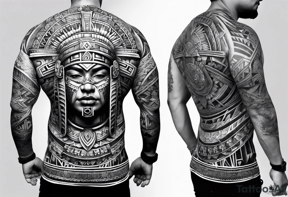 aztec theme sleeve tattoo idea