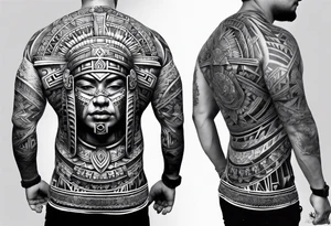 aztec theme sleeve tattoo idea