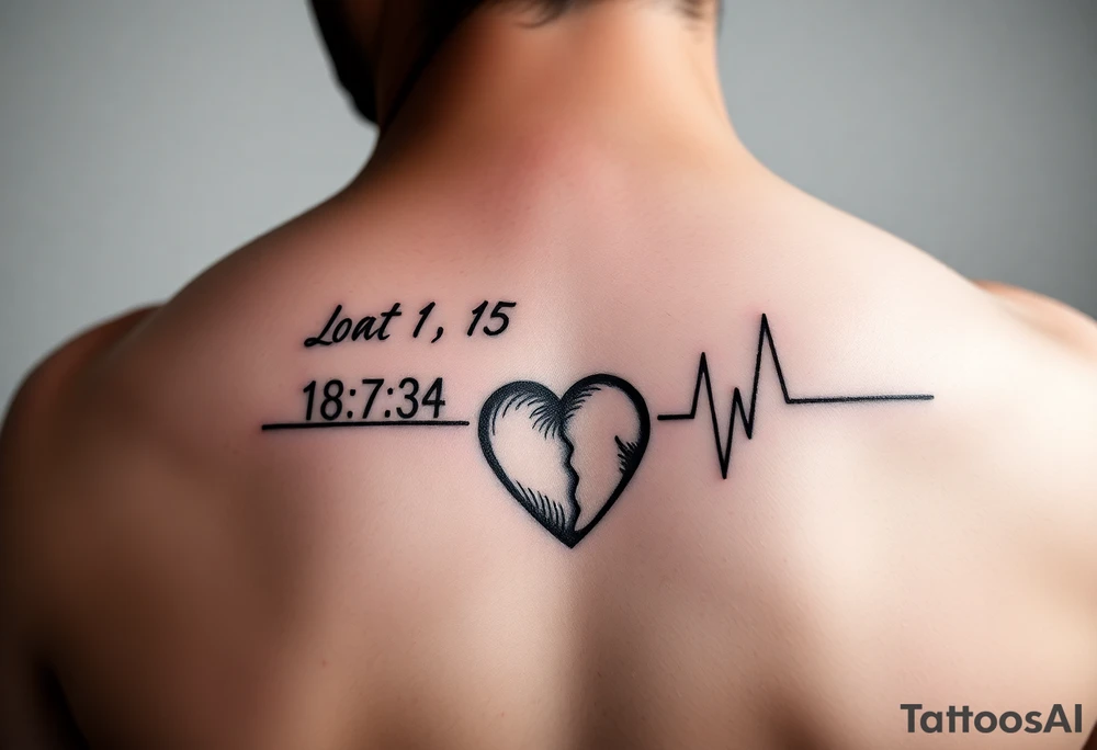 Date of birth and date of death with last heart beat tattoo idea
