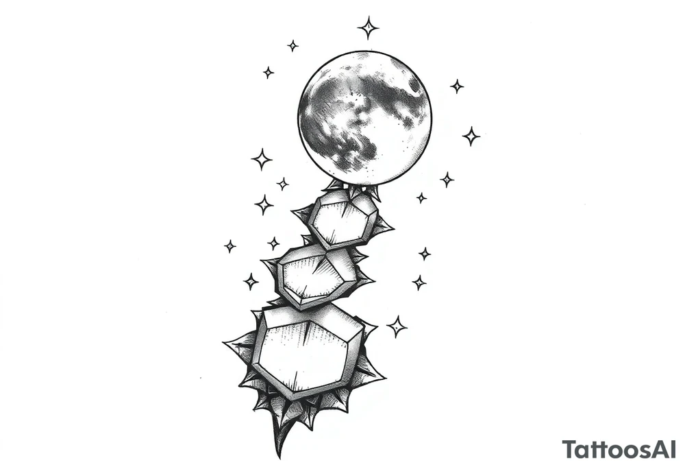 things to add on to a spine tattoo with moon and stars tattoo idea