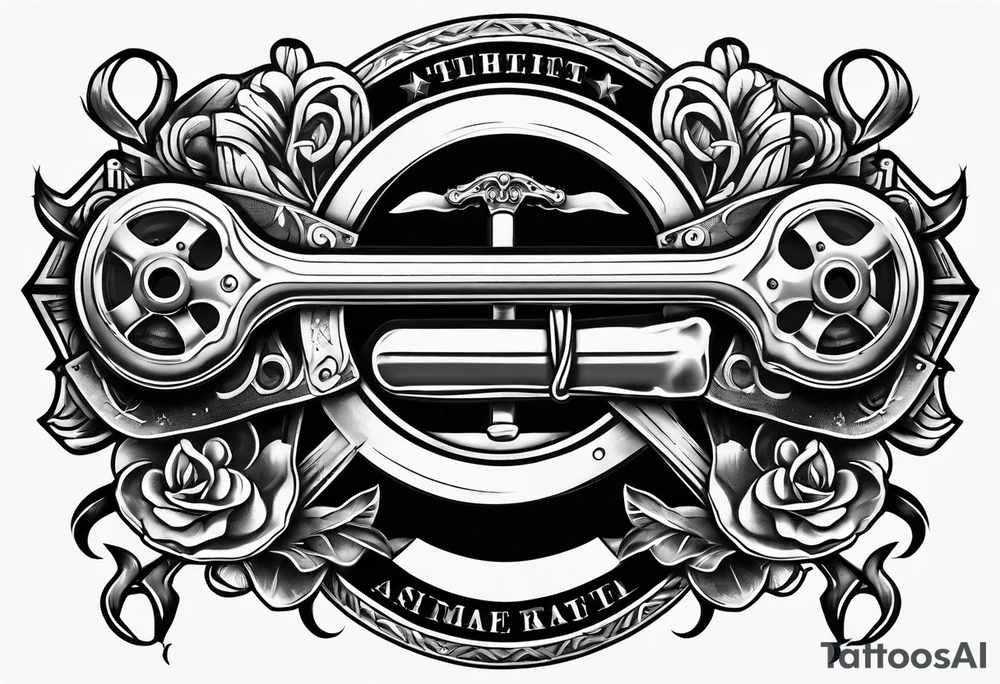 american traditional style wrench tattoo idea