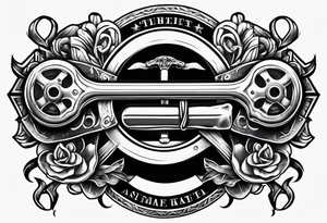 american traditional style wrench tattoo idea
