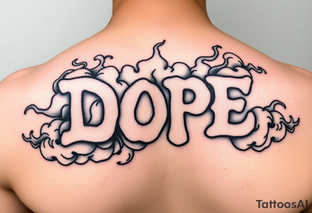 Dope spelled out in smoke
Clouds tattoo idea