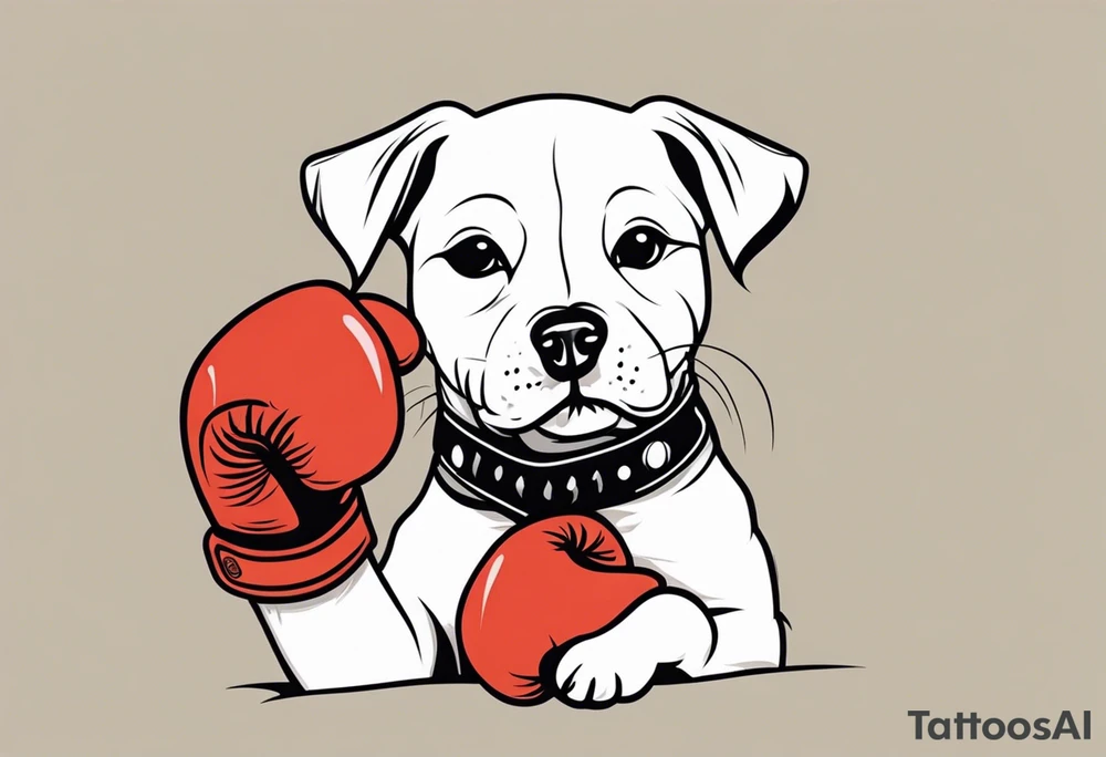 Cute Dog with boxing gloves, boxing coach tattoo idea