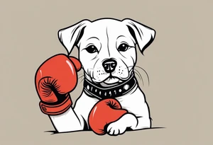 Cute Dog with boxing gloves, boxing coach tattoo idea