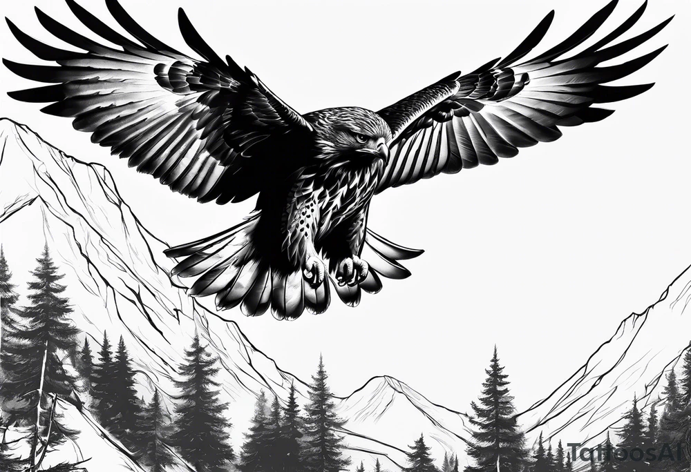Hawk flying down tattoo idea