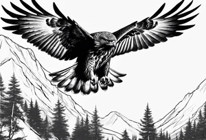 Hawk flying down tattoo idea