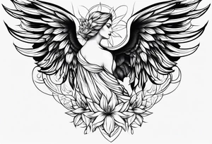 a fenix tattoo with flames and that blooms with madonna lily/s tattoo idea