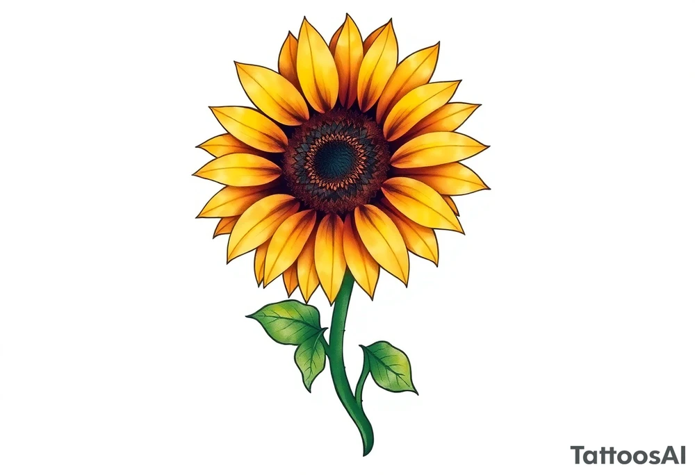 Sunflower with stem tattoo idea