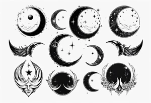crescent moon with face for men tattoo idea