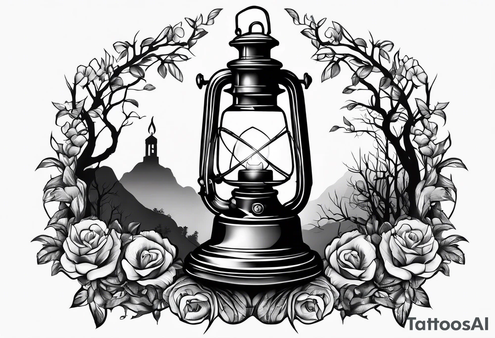 Oil lamp in graveyard tattoo idea