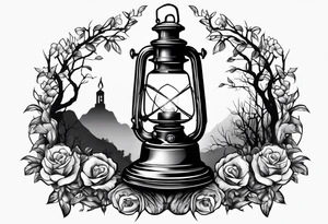 Oil lamp in graveyard tattoo idea
