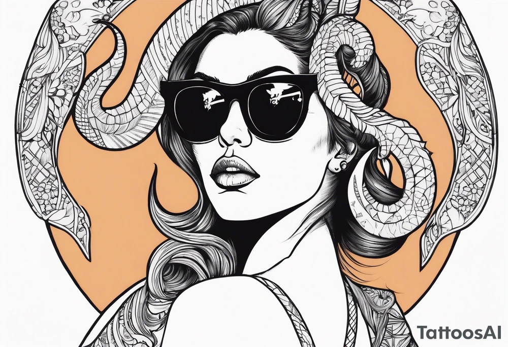 woman with big titts and a capricorn with sunglasses tattoo idea
