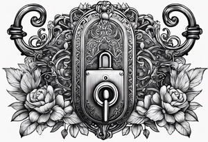 A vintage lock and key tattoo idea