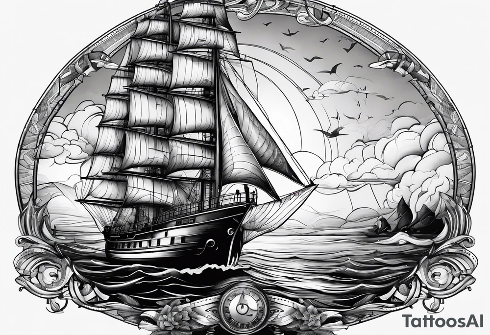 voilier vue de face.phare maritime dans le voilier servant de mat pour les voiles. tattoo idea