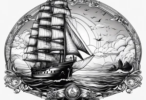 voilier vue de face.phare maritime dans le voilier servant de mat pour les voiles. tattoo idea