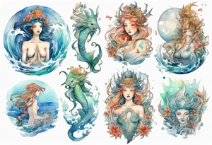 a sea goddess tattoo idea