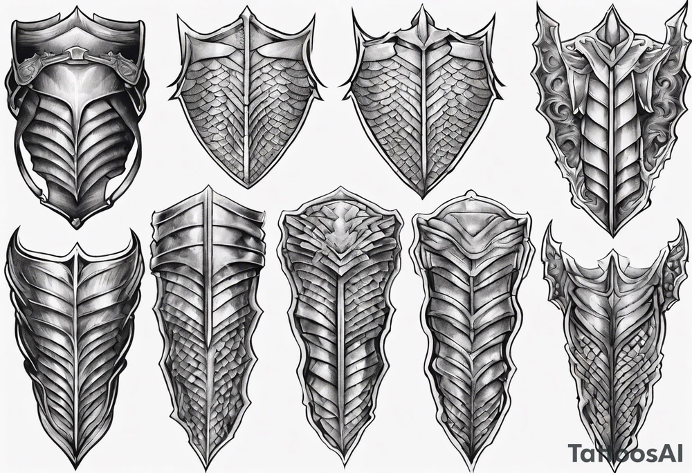 Dragonscale Leg armor symmetrical tattoo idea