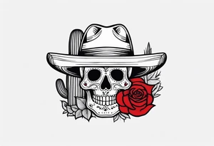 day of dead, red rose, Mexican hat,  cactus, no skeleton tattoo idea