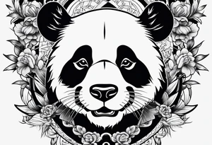 panda samurai, full panda body tattoo idea