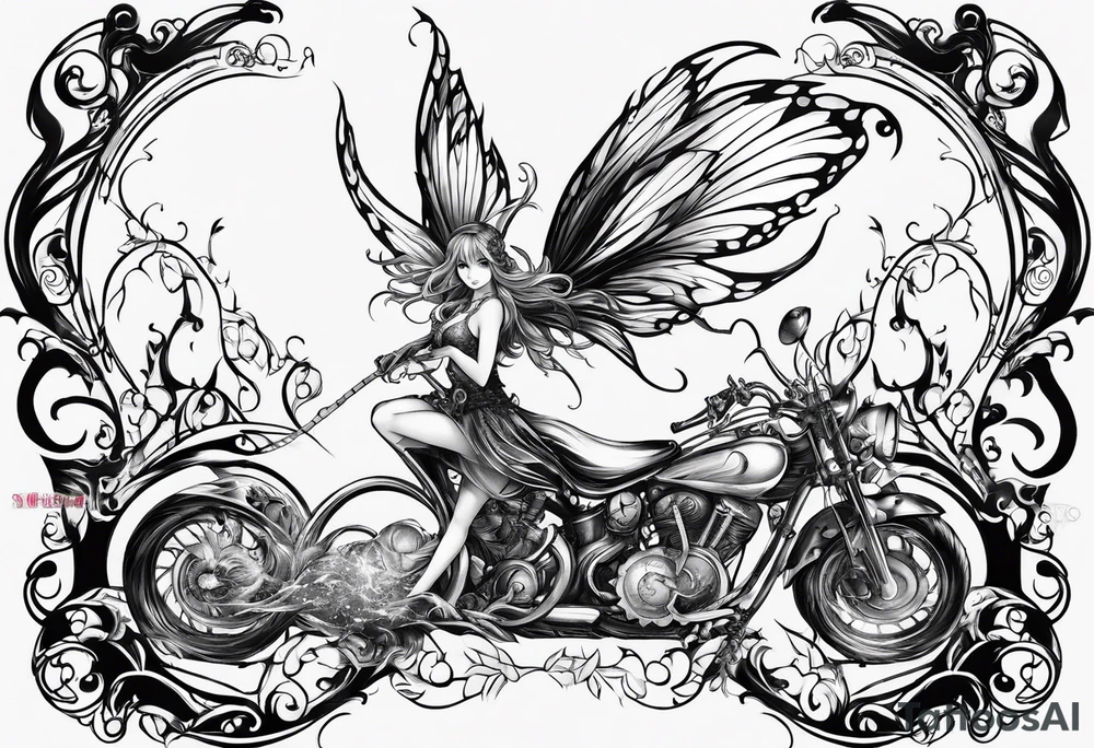 A fairy with a tail inspired by the logo of the show called Fairy Tail tattoo idea