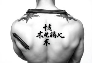 Katana and fabled written in korean tattoo idea