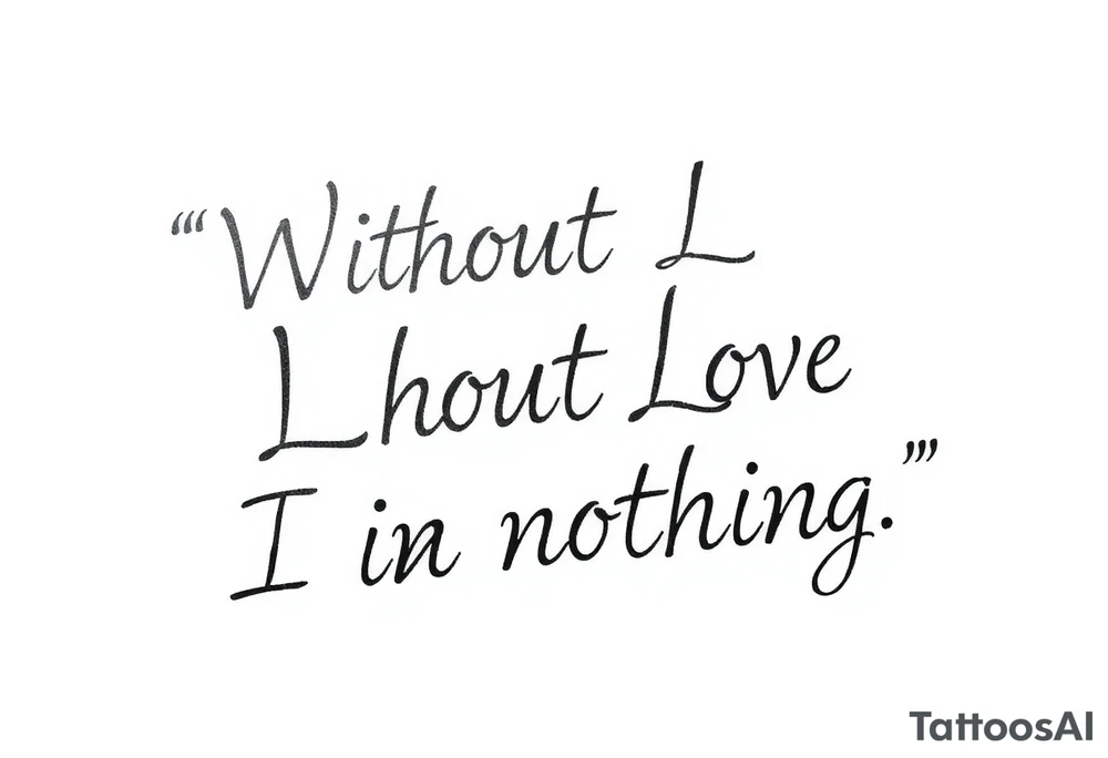 “Without Love, I am nothing.” In one line tattoo idea