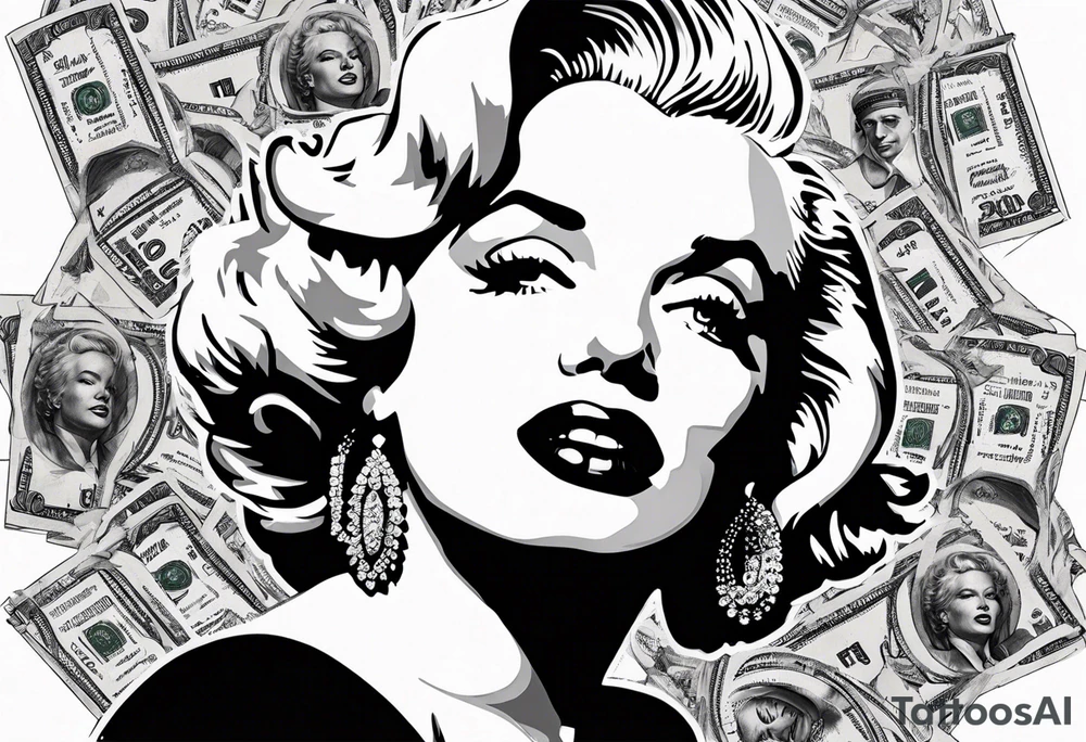 marilyn monroe scarface  money backgrouund tattoo idea