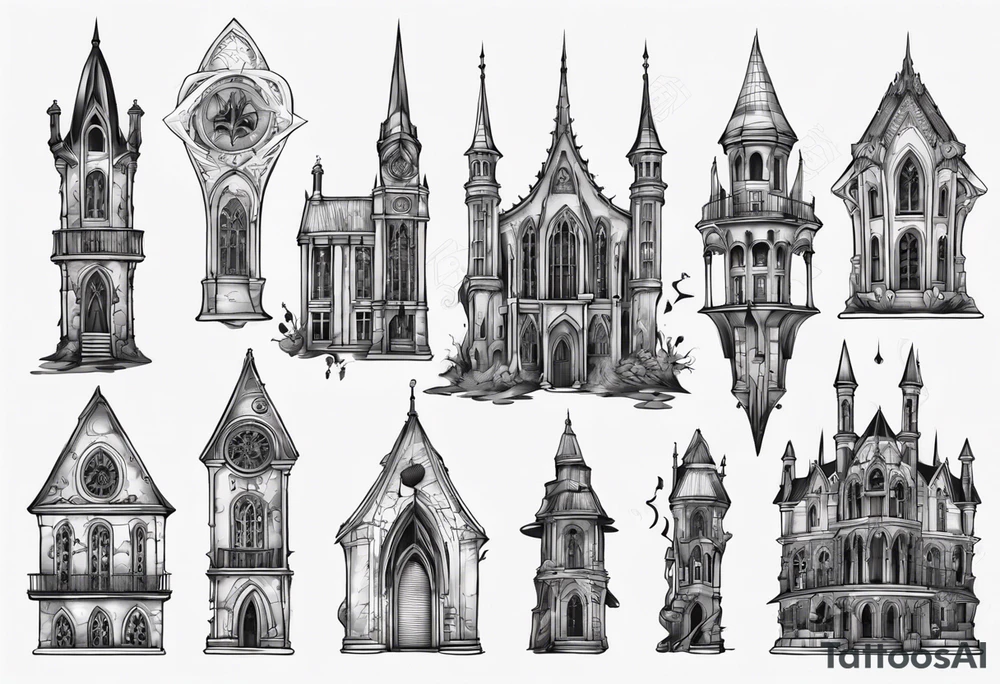 Gothic building tattoo idea