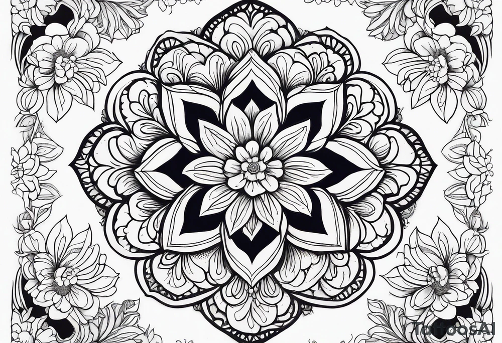 Mandala, botanical, flowers, negative space tattoo idea