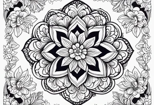 Mandala, botanical, flowers, negative space tattoo idea
