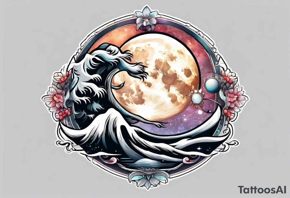 Moon with cloud tattoo idea