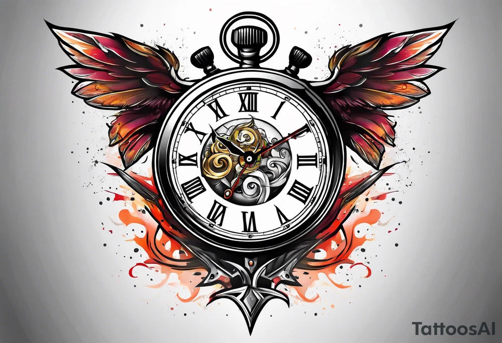 Stopwatch hanging from  a sword tattoo idea