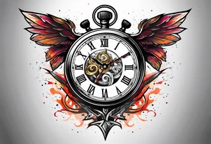 Stopwatch hanging from  a sword tattoo idea