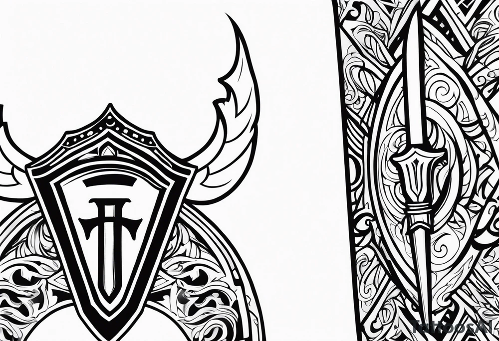 Valhalla sword shield axe armour tattoo idea