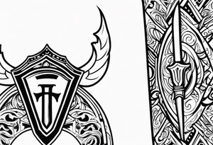 Valhalla sword shield axe armour tattoo idea