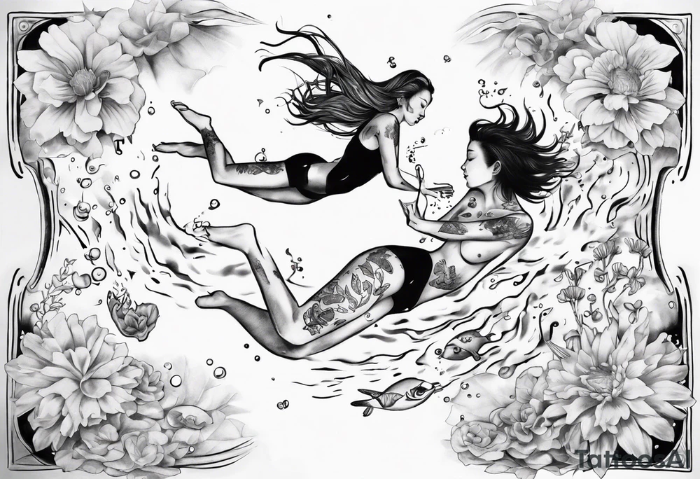 “You’re diving in my pool” romantic , music style tattoo idea