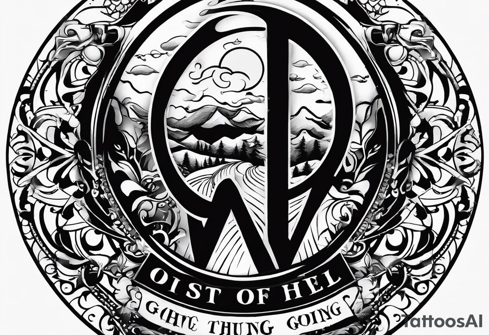 “If you’re going thru hell keep going” text in a circle tattoo idea “If you’re going thru hell keep going” text in a circle tattoo idea