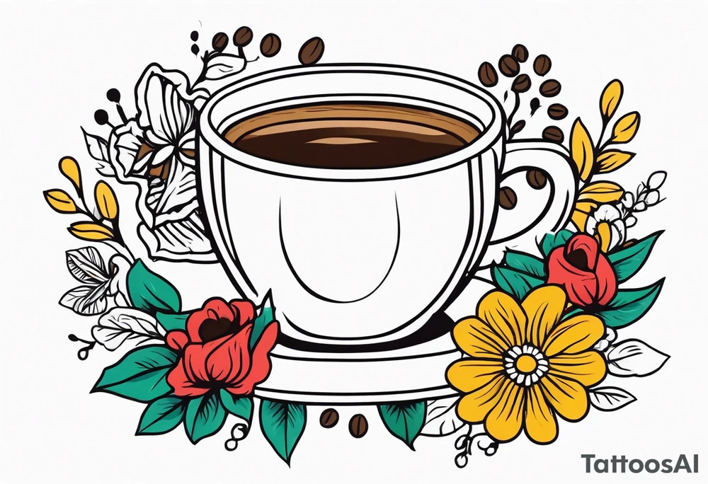 coffee 
old school vintage simple traditional design surrounded by vintage flowers cross



bold color simple tattoo idea