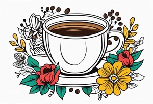 coffee 
old school vintage simple traditional design surrounded by vintage flowers cross



bold color simple tattoo idea