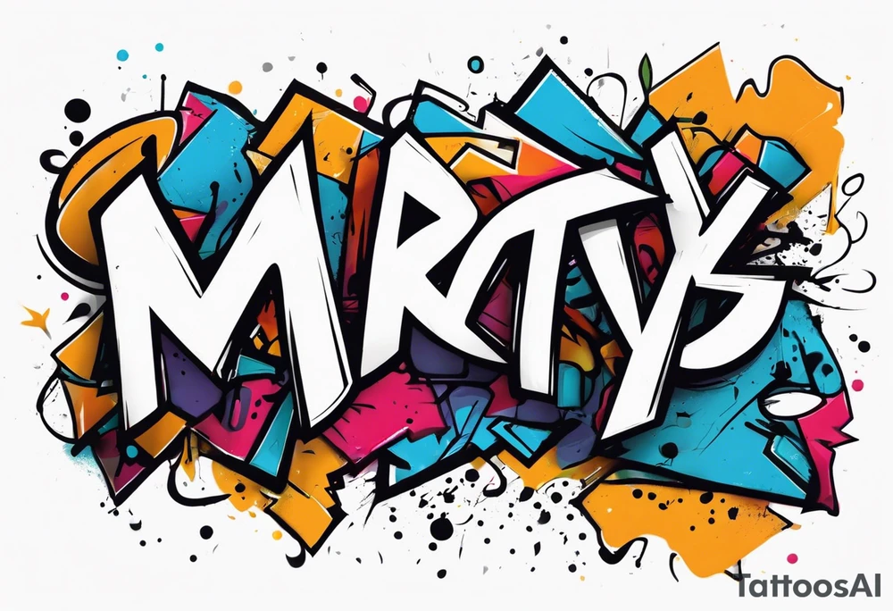Grafitti text saying «marty S» tattoo idea