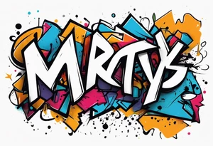 Grafitti text saying «marty S» tattoo idea