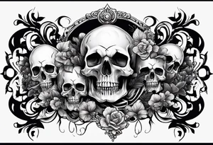A full arm sleeve Skull with mushrooms attached like it’s becoming a part of them tattoo idea