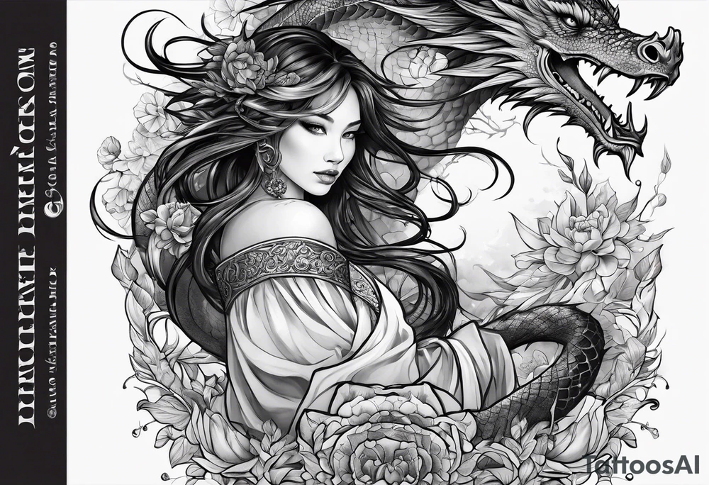 Mädchen drache tattoo idea