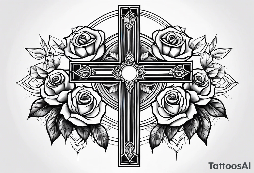 Cross with roses for the arm tattoo idea