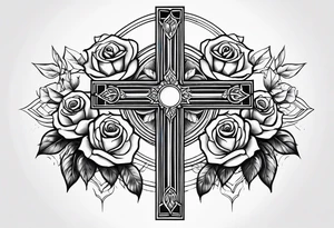 Cross with roses for the arm tattoo idea