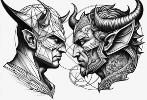 Devil and God at war tattoo idea