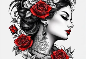 tattoo with devil and roses  for the neck tattoo idea