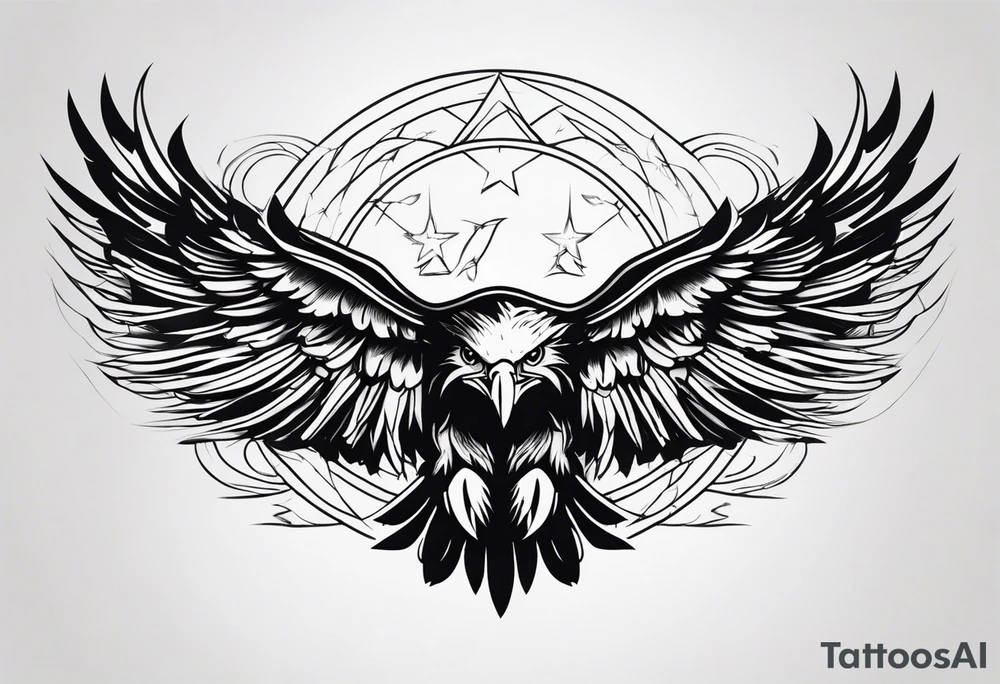 Basic drawed eagle tattoo idea