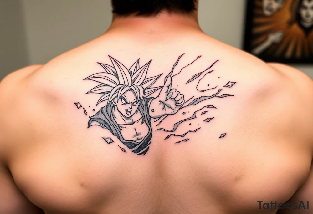 legendary dragonball z scene with energy aura and power effects tattoo idea